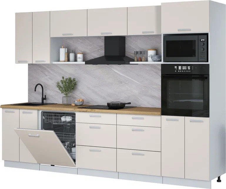 

Готовая кухня Интерлиния Мила Лайт 3.0-ПМ1 (персидский жемчуг/персидский жемчуг/дуб бунратти)