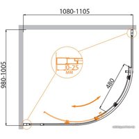 Душевой уголок Cezares MOLVENO-RH-1-110/100-P-Cr