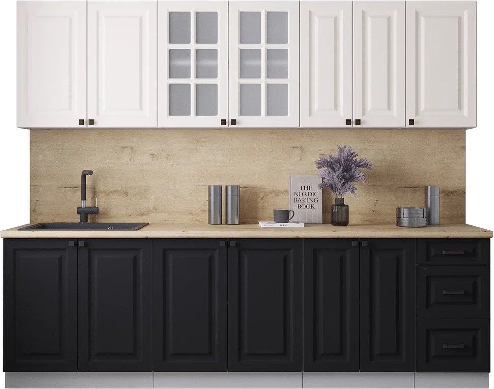 

Готовая кухня Интерлиния Мила Деко 2.6А (черный/белый/дуб бунратти)