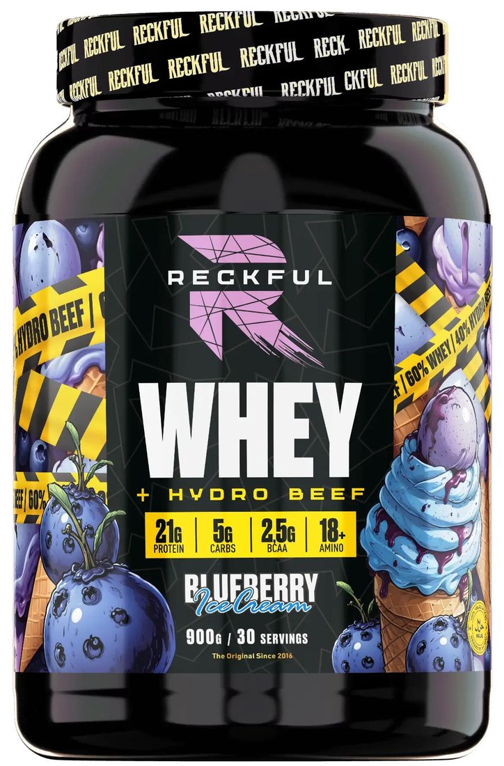 Протеин комплексный Reckful Whey + Beef protein (соленая карамель, 900г)
