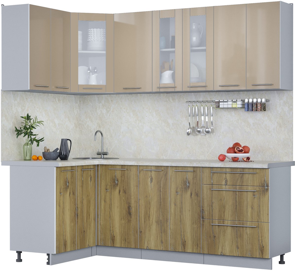 

Готовая кухня Интерлиния Мила Пластик 1.2x2.2 (капучино/дуб эпоксид/опал светлый)