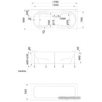 Ванна 1Марка Dinamika 170x80 (с каркасом)