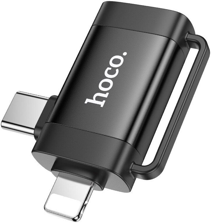 Адаптер Hoco UA31F USB Type-A - USB Type-C - Lightning (черный)