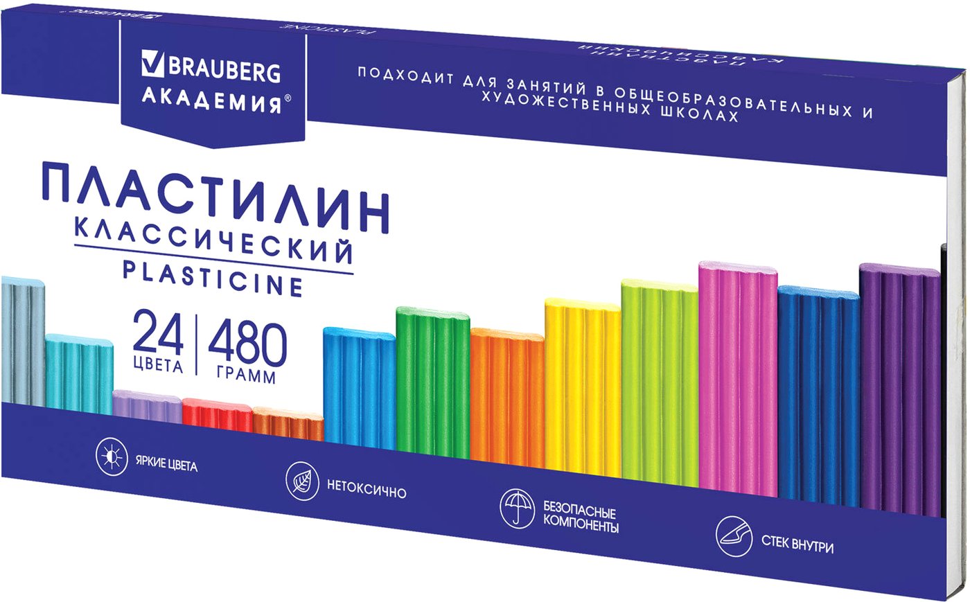 

Пластилин BRAUBERG Академия Супер Хит 106424 (24 цвета)