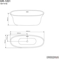 Ванна Grossman GR-1201 166x75 (с каркасом)