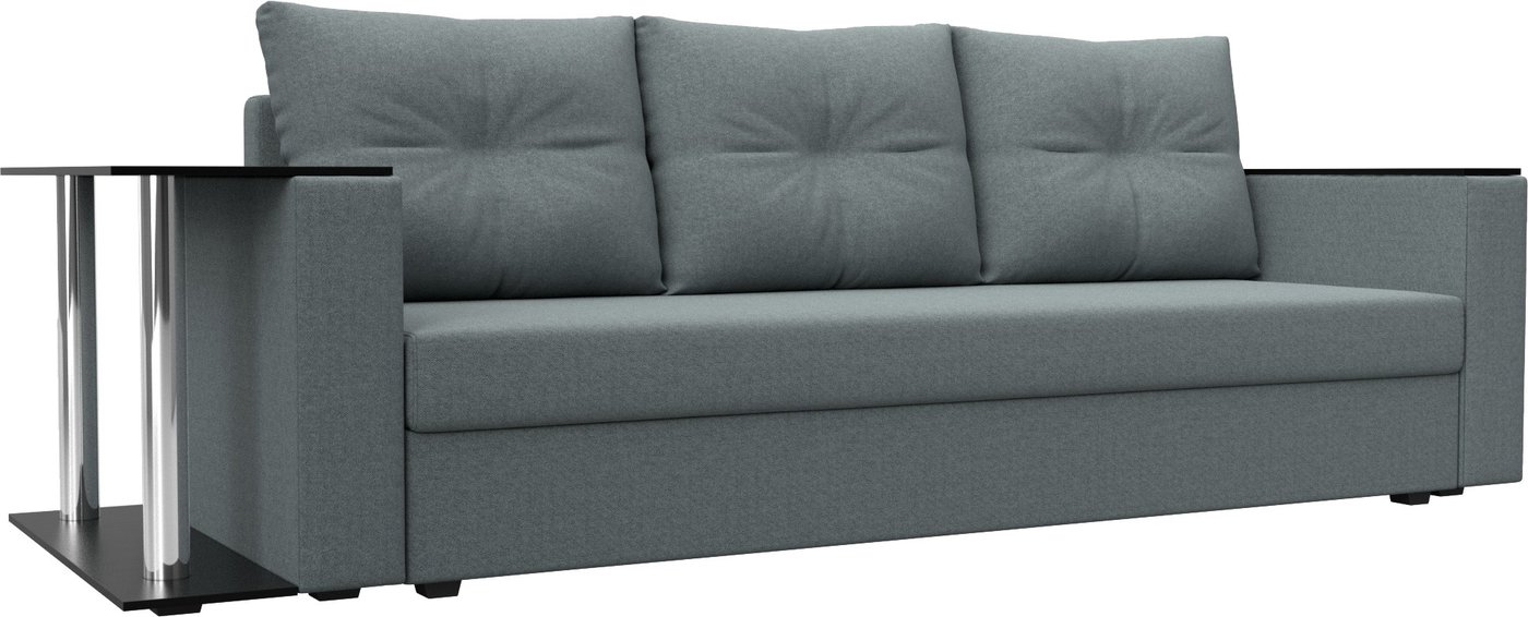 

Диван Лига диванов Атланта со столом слева 126162L (рогожка амур серый)