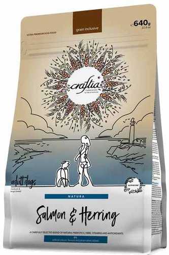 Сухой корм для собак Craftia Natura для средних и крупных пород с лососем и сельдью (640 г)