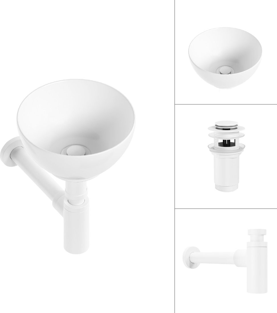 

Умывальник Lauter 21601E + клапан 21190W + сифон 21635W (белый матовый)