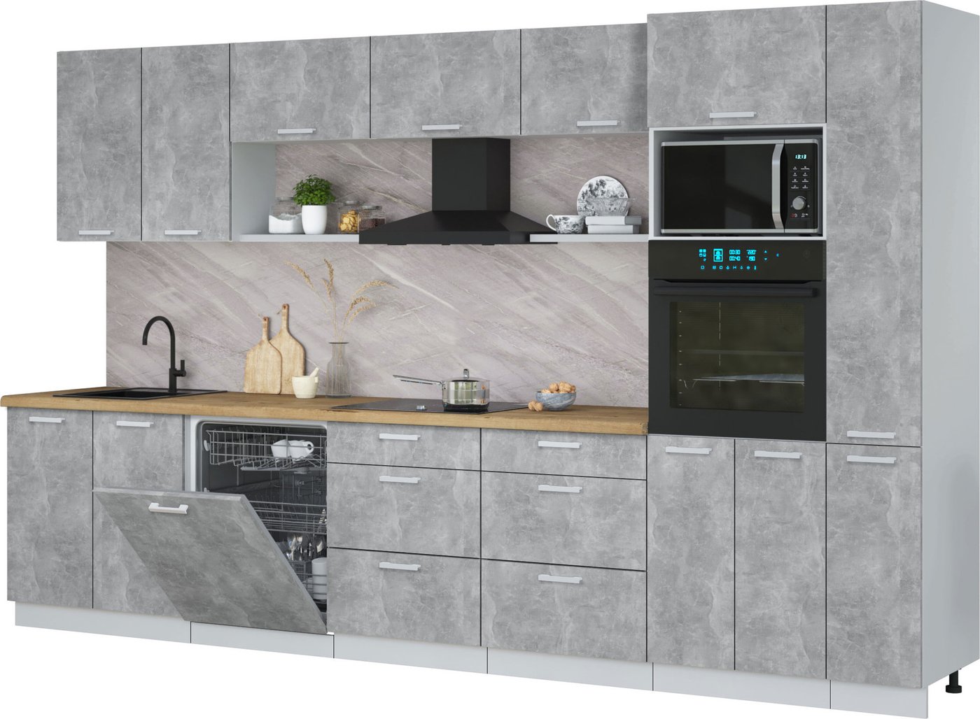 

Готовая кухня Интерлиния Мила Лайт 3.5-ПМ1 (бетон/бетон/дуб бунратти)