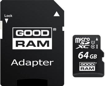 GOODRAM microSDXC (Class 10) UHS-I 64GB + адаптер [M1AA-0640R11]