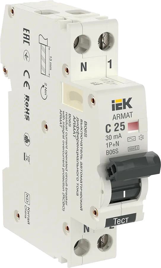 

Дифференциальный автомат IEK AR-B06S-1N-C25C030