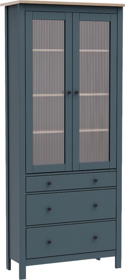Шкаф-витрина Mio Tesoro Сага 90 Мору 2.08.16.250.16 (темно-бирюзовый/ясень)