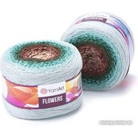 Пряжа для вязания Yarnart Flowers 318 250 г 1000 м (белый; зеленый; коричневый)