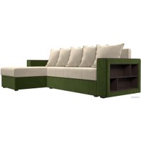 Угловой диван Лига диванов Дубай лайт левый (микровельвет бежевый/зеленый)