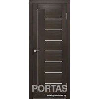 Межкомнатная дверь Portas S29 80x200 (орех шоколад, стекло lacobel белый лак)