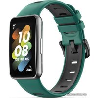 Ремешок Rumi силиконовый для Huawei Band 7 (зеленый/черный)