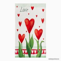 Полотенце Этель Цветы 7599087 (белый/зеленый/красный)