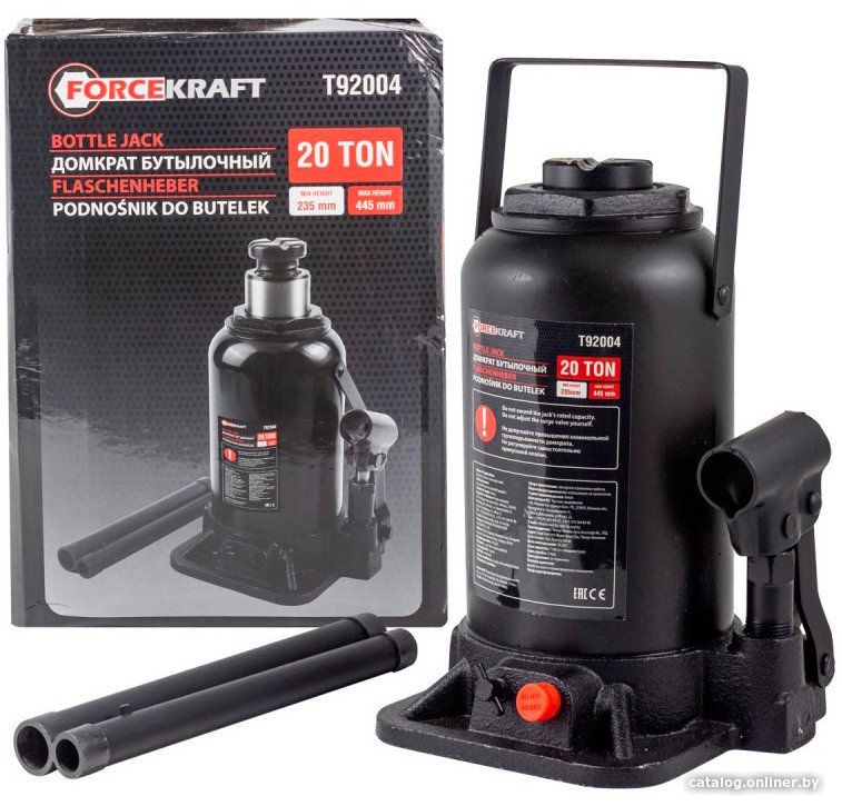Бутылочный домкрат ForceKraft FK-T92004(DS) 20т