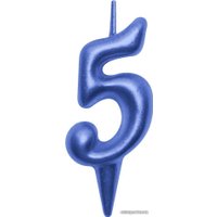 Свеча для торта Мультидом Овал Цифра 5 МС5-45 (синий)
