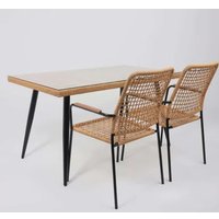 Садовый стул AksHome Bergamo (PE, иск.роттанг, черный+коричневый)