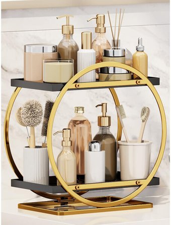 Домашний органайзер для косметики Happy Home HH-032B (черный/золотой)