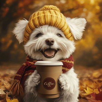 Алмазная мозаика  Феникс+ Песик с кофе 71402