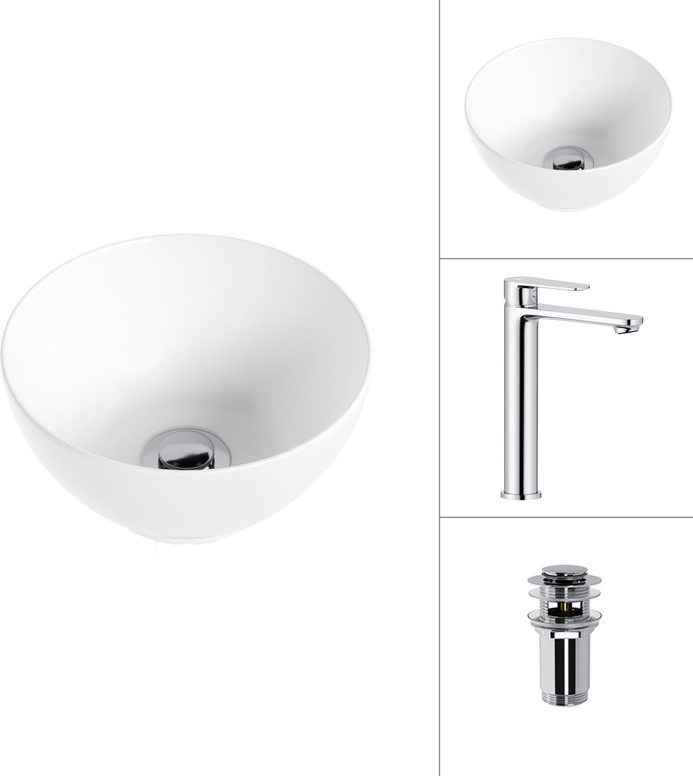 Умывальник Lauter 21601E + Moon 21СK81691C с донным клапаном 21190CH (хром)