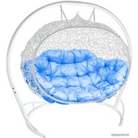 Подвесной диван M-Group Улей 11210103 (белый ротанг/голубая подушка)