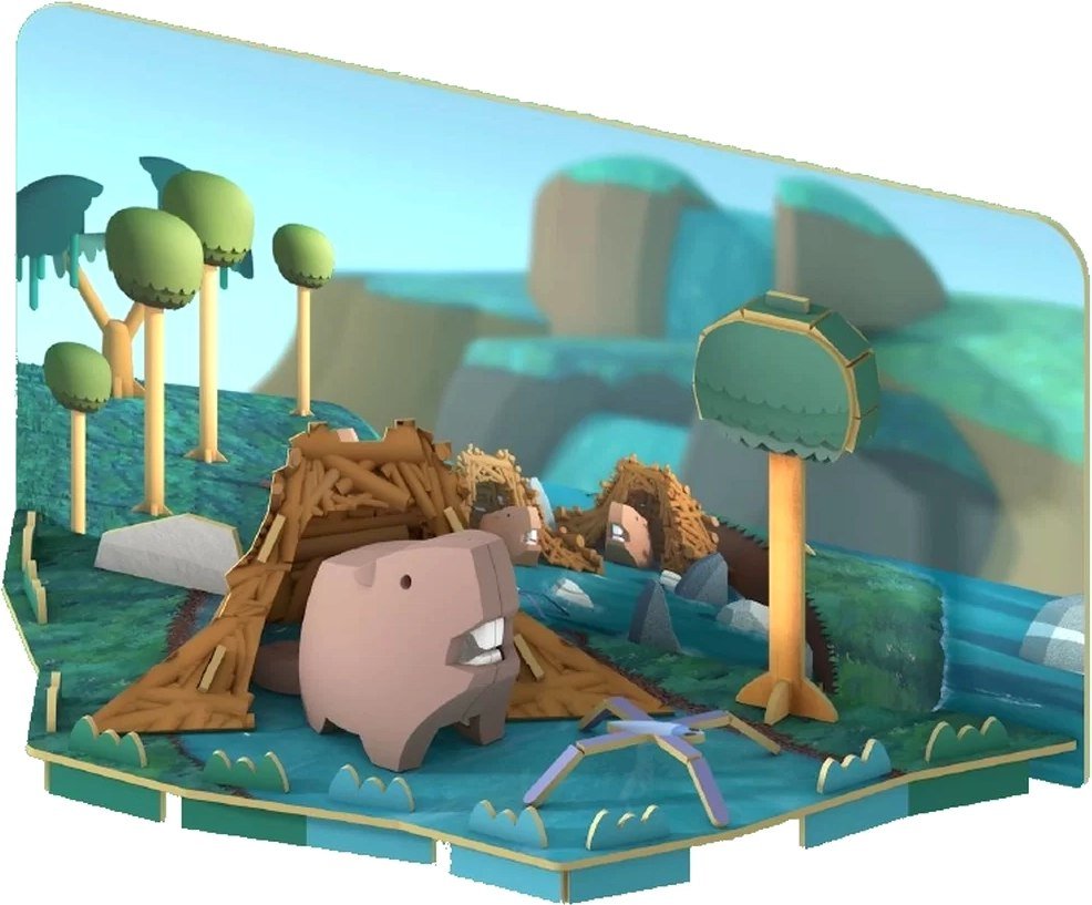 

Магнитный конструктор Halftoys Animal Бобр с диорамой HA011