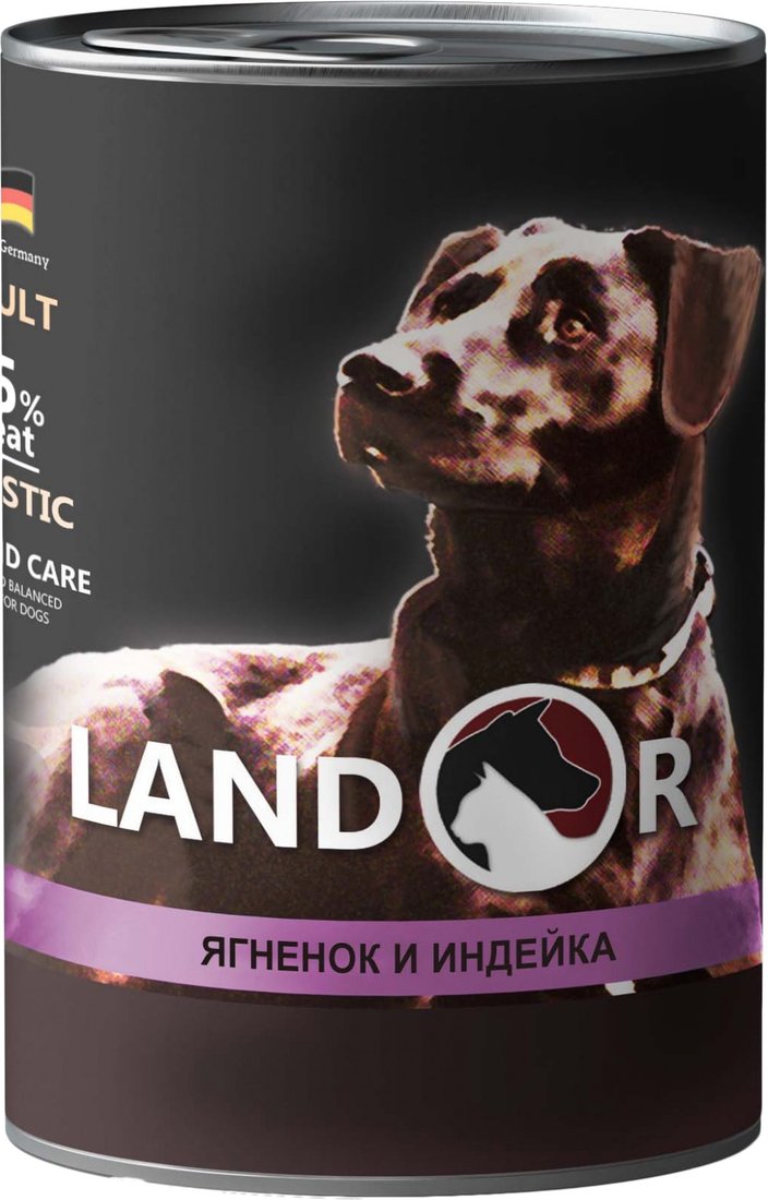 

Консервированный корм для собак Landor Adult Lamb and Turkey 400 г