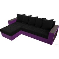 Угловой диван Лига диванов Дубай лайт левый (микровельвет черный/фиолетовый)