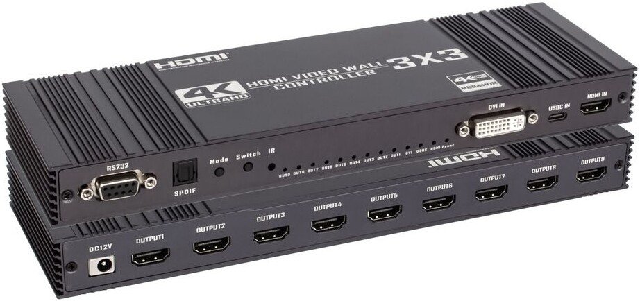 Разветвитель USBTOP HDMI v2.0 UltraHD 4K PRO до 9 экранов 3x3 559657