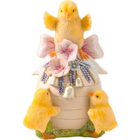 Статуэтка Sima-Land Цыплята с яичком с розовыми цветами и колокольчиками 10927862