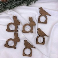 Сервировочная салфетка ОМурМебель с держателями Зайчик, птичка (6шт, синий)