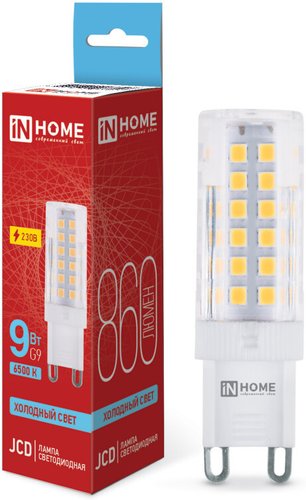 Светодиодная лампочка In Home LED-JCD 9Вт 230В G9 6500К 860Лм