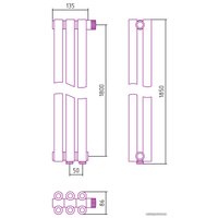 Стальной трубчатый радиатор Сунержа Эстет-00 EU50 1800х135 3 секции (сатин)