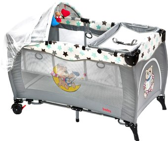 Манеж-кровать Baby Prestige Delux 2 уровня (серый)