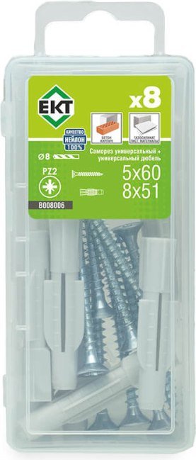 

Дюбель универсальный ЕКТ 5.0х60 B008006 (8 шт)