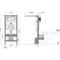 Унитаз подвесной Roxen Simple Compact в комплекте с инсталляцией StounFix Dual Fresh 6 в 1 918025 (кнопка: хром глянец)