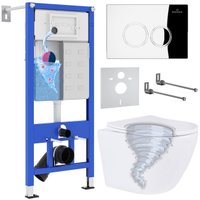 Унитаз подвесной Roxen Antares Tornado в комплекте с инсталляцией StounFix Dual Fresh 6 в 1 968340 (кнопка: хром глянцевый) в Борисове