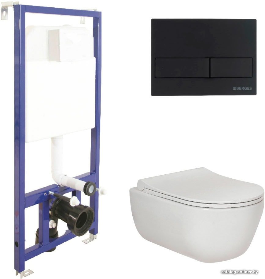 Унитаз подвесной Berges Wasserhaus Ego Rimless + Toma Slim + Novum525 + L5 047215
