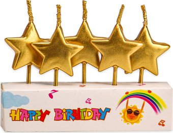 Набор свечей для торта Miland Золотые звездочки С-2542 (5 шт)