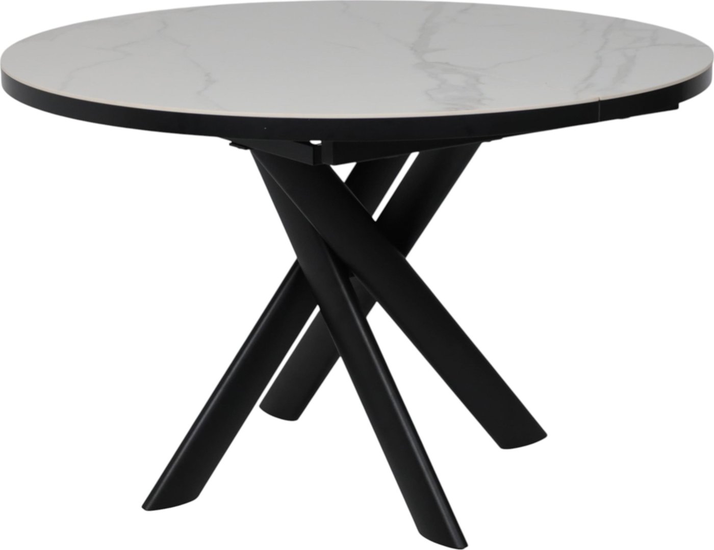 

Кухонный стол Мамадома Ronaldo-120 раздвижной 120-160 (patagonoa bianco gloss premium cer/черный)