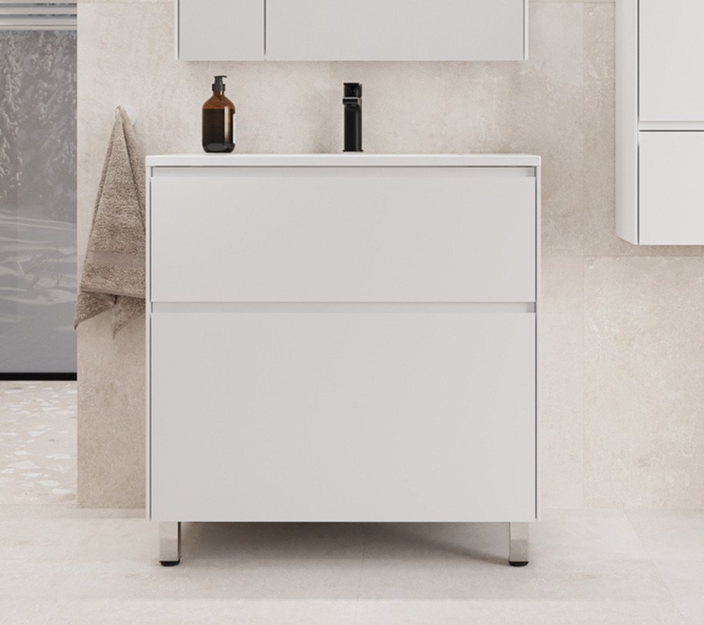 Symbolite Тумба под умывальник Лима 100 Line Plus 2 ящика (белый матовый)