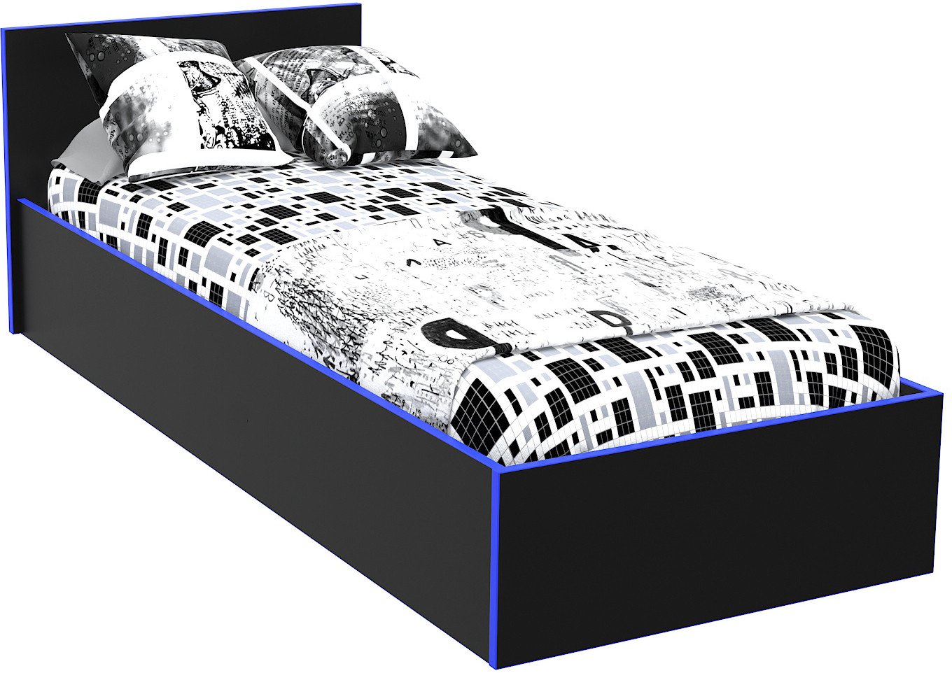 

Кровать МДК Black BL-КР10С 100x200/700x1052x2032 (черный/кромка синяя)