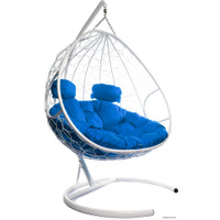 Подвесное кресло M-Group Для двоих 11450110 (белый ротанг/синяя подушка)