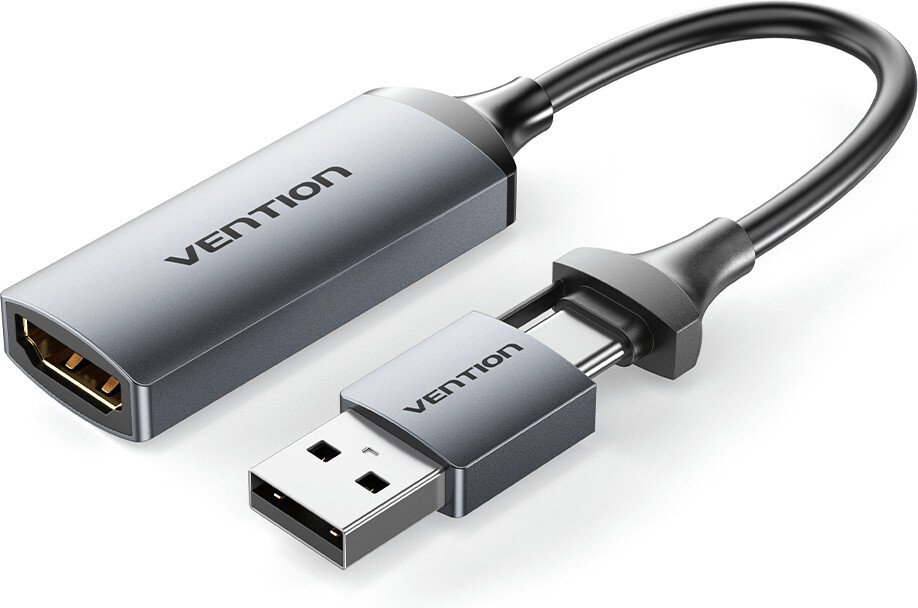 Конвертер Vention ACWHA HDMI-A to USB-C/USB-A (0.1 м, серый)