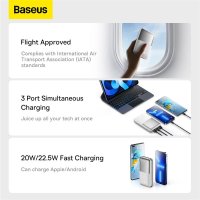 Внешний аккумулятор Baseus Bipow Pro Digital Display Fast Charge Power Bank 20000mAh (белый)