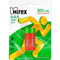 Аккумулятор Mirex AAA 800mAh 2 шт HR03-08-E2