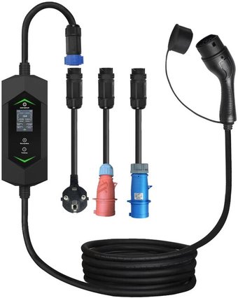 Зарядная станция Auxus Type 2 6-32A, Wi-Fi (7 кВт, 1 фаза), сменные вилки